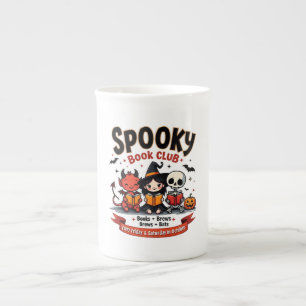 Caneca De Porcelana "Spooky Book Club Halloween China Mug"