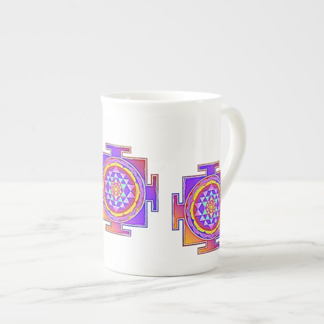 Caneca De Porcelana Sri Yantra - Símbolo hinduísmo Design 1 (Frente Esquerda)