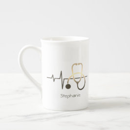 Caneca De Porcelana Stethoscope Heartbeat Medicina