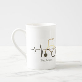 Caneca De Porcelana Stethoscope Heartbeat Medicina
