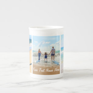 Caneca De Porcelana Sua Colagem de Fotos Bone China Mug com Texto Pers