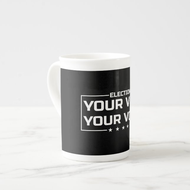 Caneca De Porcelana Sua Votação Sua Voz fonte branca (Frente Esquerda)