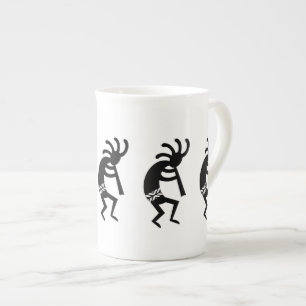 Caneca De Porcelana Sudoeste preto e branco de Kokopelli