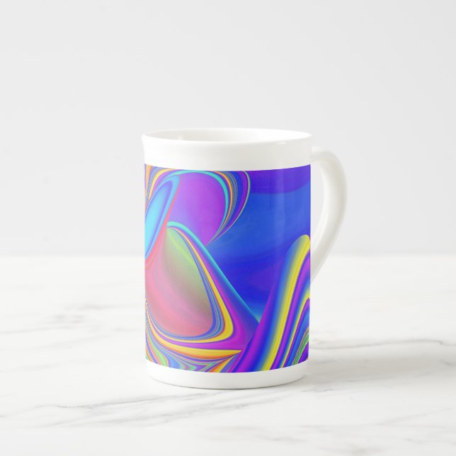 Caneca De Porcelana Summersense, Abstrato 3D Rainbowart (Frente Esquerda)