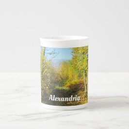 Caneca De Porcelana Sunlit Woods no outono - Personalizado