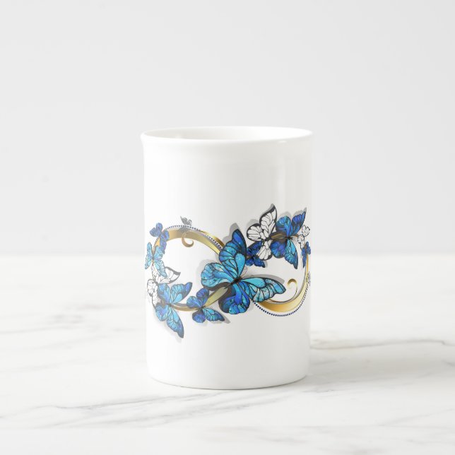 Caneca De Porcelana Symbol Infinity of Blue Morpho Butterflies (Frente)