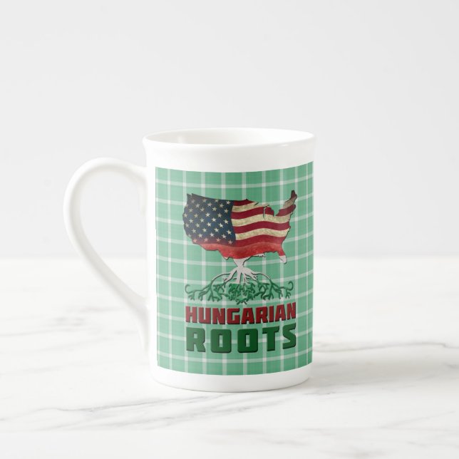 Caneca De Porcelana Taça de Raízes Húngara Americana (Esquerda)