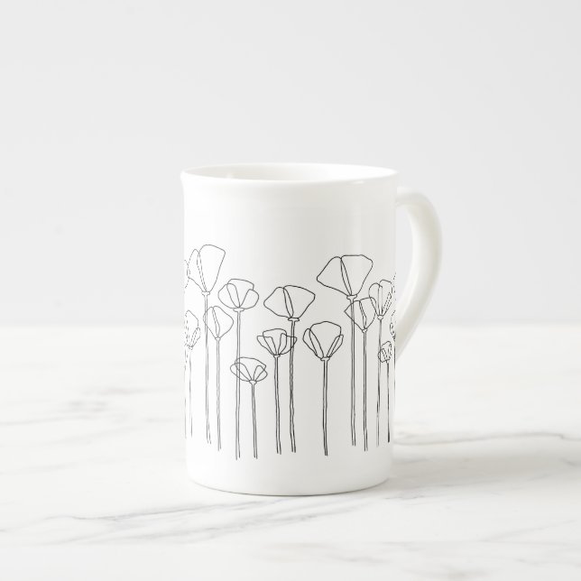 Caneca De Porcelana Tall Mug com Poppies da Califórnia (Frente Esquerda)