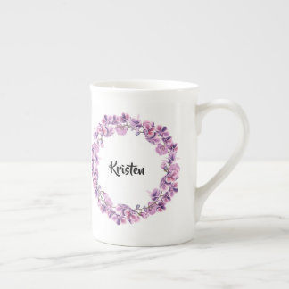 Caneca De Porcelana Teacup personalizado da Orquídea Roxa
