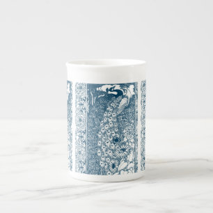Caneca De Porcelana Teal art nouveau pavões