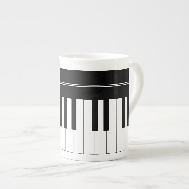 Caneca De Porcelana Teclado Piano (Frente Esquerda)