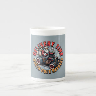 Caneca De Porcelana Tempo de Entrega Papai Noel Natal Hot Rod