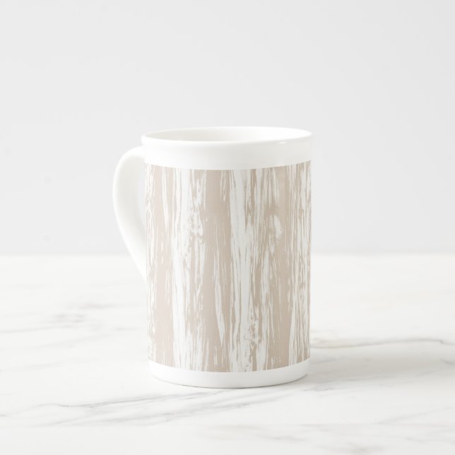 Caneca De Porcelana Teste padrão da madeira lançada costa - tan e (Frente Esquerda)