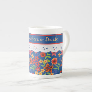 Caneca De Porcelana Teste padrão floral retro feito sob encomenda com