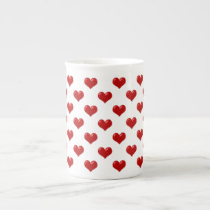 Caneca De Porcelana Teste padrão vermelho bonito dos corações do am