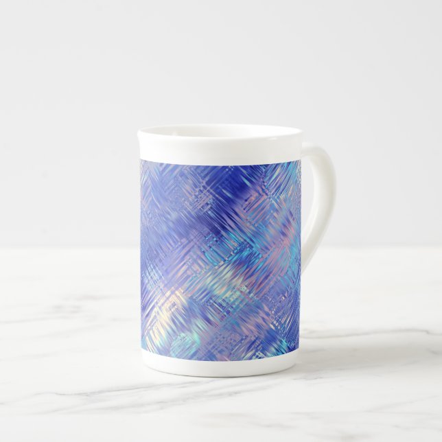 Caneca De Porcelana Textura Azul Escrivada (Frente Esquerda)