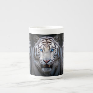 Caneca De Porcelana Tigre Branco com Olhos Azuis