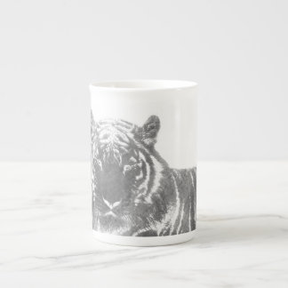 Caneca De Porcelana Tigre Preto e Branco