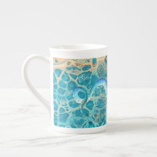 Caneca De Porcelana Tinta azul Tentáculos Octopus Kraken Abstrato Teal