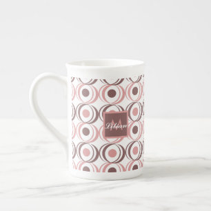 Caneca De Porcelana Tom Retrô Terroso Rosa Monogramado