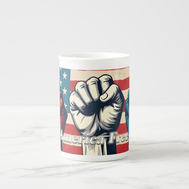 Caneca De Porcelana Torne a América livre novamente Trabalho de arte (Frente)