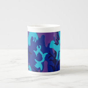 Caneca De Porcelana Torneio de Camuflagem Azul Escuro e Roxo China