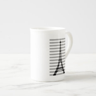 Caneca De Porcelana Torre Paris Eiffel - Stripes brancas pretas