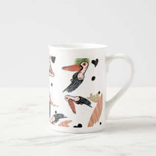 Caneca De Porcelana Toucan Birds Summer Tropical Greenery Art