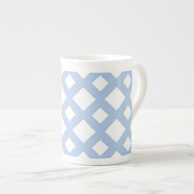 Caneca De Porcelana Trava azul clara em branco (Frente Esquerda)