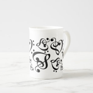 Caneca De Porcelana Treble Clef Bass Clef Clef Heart Music Notes