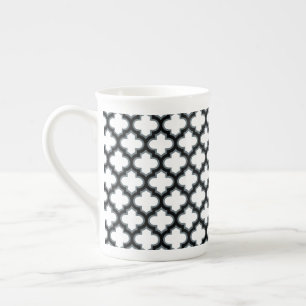 Caneca De Porcelana Trellis branca e preta, lete, quatrefoil