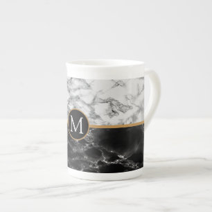 Caneca De Porcelana Trendent Black & White Marble Stone - Adicionar su