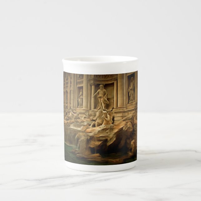 Caneca De Porcelana Trevi fountain pintando Roma (Frente)