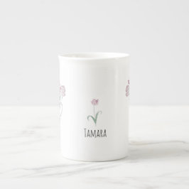 Caneca De Porcelana Tulipas em Jarro de Cerâmica