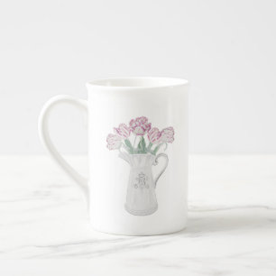 Caneca De Porcelana Tulipas na Cerâmica Pitcher