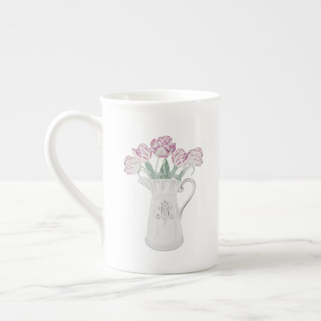 Caneca De Porcelana Tulipas na Cerâmica Pitcher (Esquerda)