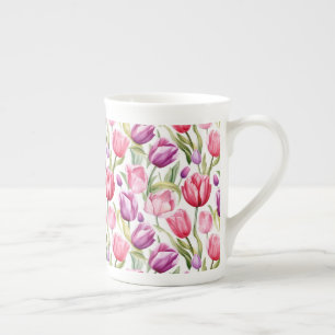 Caneca De Porcelana Tulipas Osso China Mug