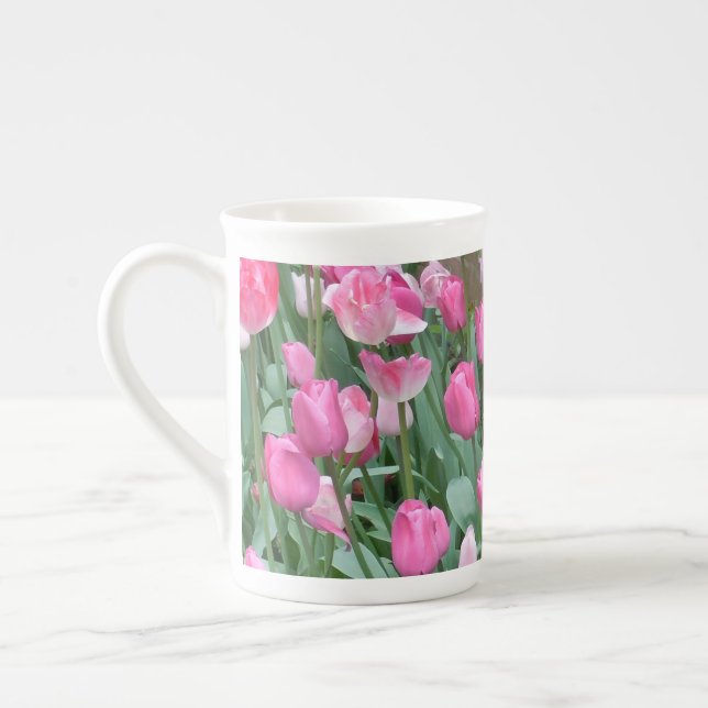 Caneca De Porcelana Tulipas Rosa (Esquerda)
