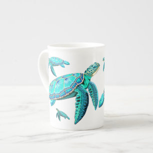 Caneca De Porcelana Turquesa Oceânica