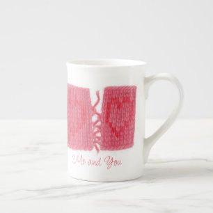 Caneca de porcelana TWO HEARTS KNIT + Texto