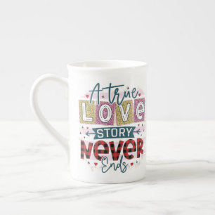 Caneca De Porcelana Um Amor Verdadeiro Nunca Termina, Dia de os namora