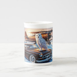 Caneca De Porcelana Uma uva de neve, um avião e um carro vintage