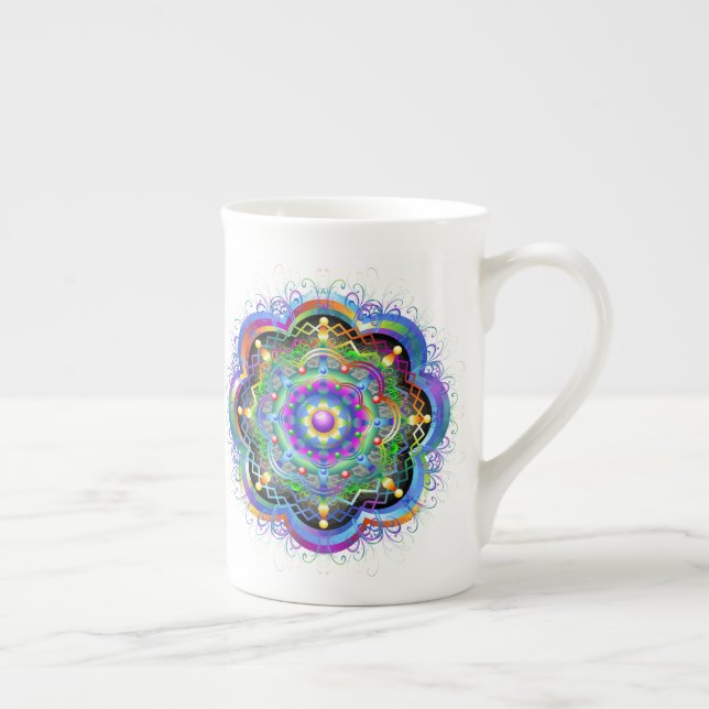 Caneca De Porcelana Universo Mandala Cores Psicodélicas (Direita)