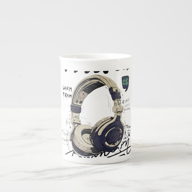 Caneca De Porcelana Urban Retro Headphone Vibe Illustration (Frente)