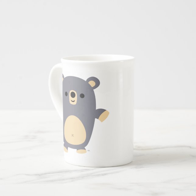 Caneca De Porcelana Urso de Cartoon Azul Bonito Osso China Tumg (Frente Esquerda)