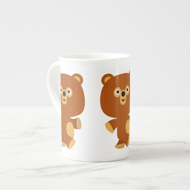 Caneca De Porcelana Urso de Cartoon Bonito - Osso Chinês (Frente Esquerda)
