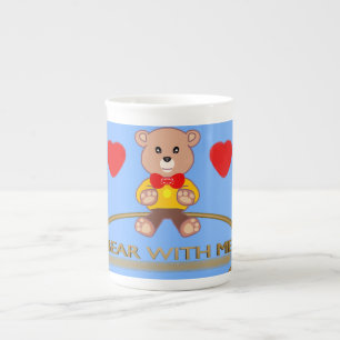 Caneca De Porcelana Urso de Pelúcia Azul