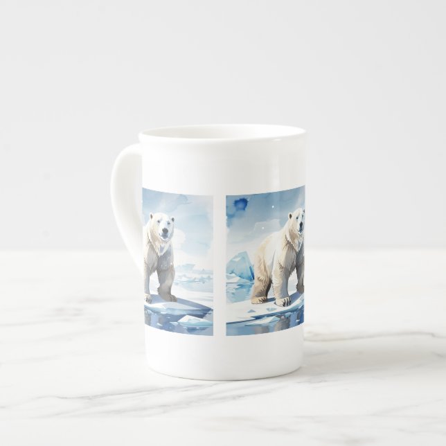 Caneca De Porcelana Urso polar-bonito amante ártico (Frente Esquerda)