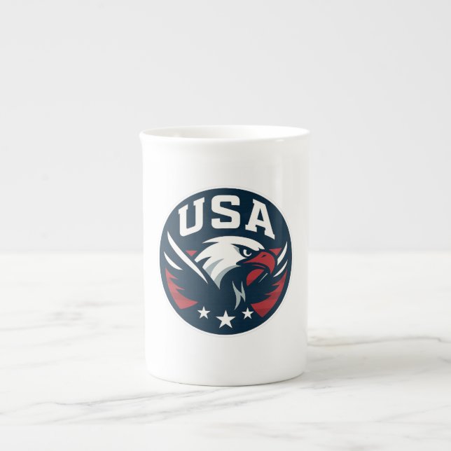 Caneca De Porcelana USA Eagle Roundel — Agressivo Emblem Esportivo (Frente)