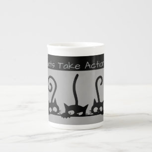 Caneca De Porcelana Vamos agir! ,Gatos Doidos,Mug Especialmente